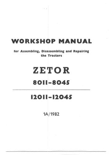 Zetor 8011 8045 12011 12045 Workshop Manual