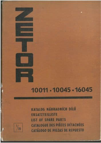 Zetor Tractor 10011 10045 16045 Parts Manual