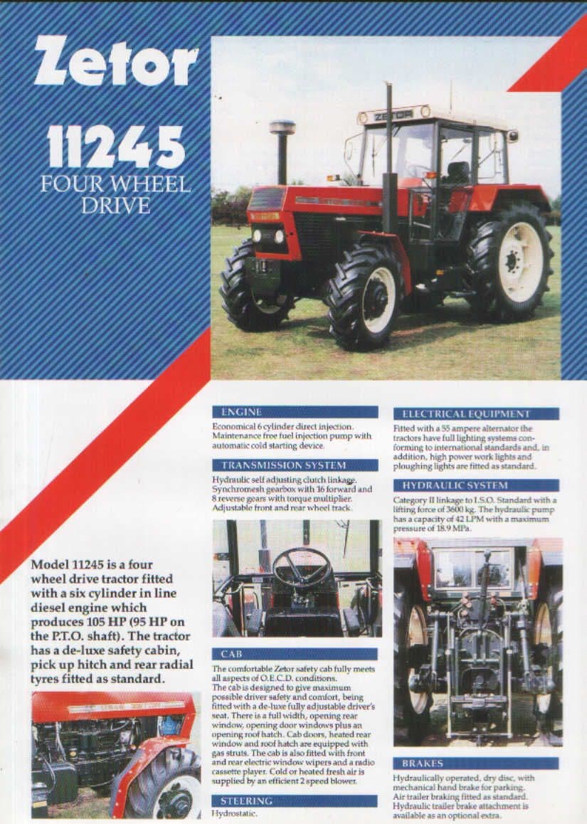 Zetor Tractor 11245 Brochure FWD