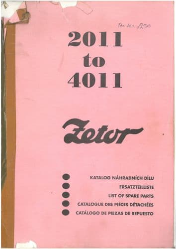 Zetor Tractor 2011 3011 4011 Parts Manual