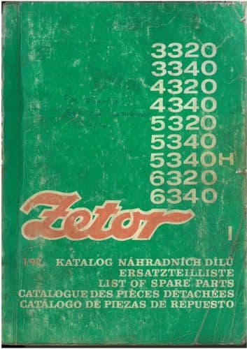 Zetor Tractor 3320 3340 4320 4340 5320 5340 6320 6340 Horal Parts Manual