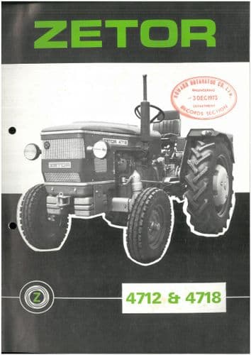 Zetor Tractor 4712 & 4718 Brochure