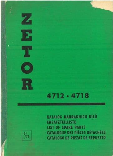 Zetor Tractor 4712 & 4718 Parts Manual