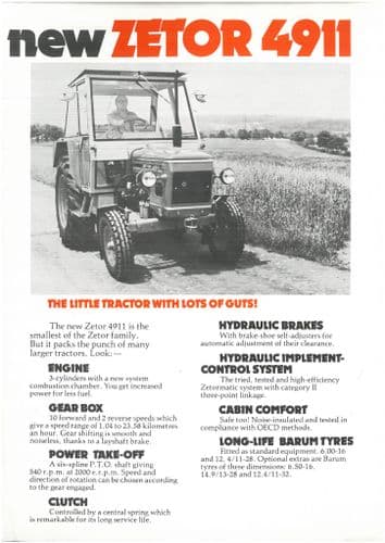 Zetor Tractor 4911 Brochure