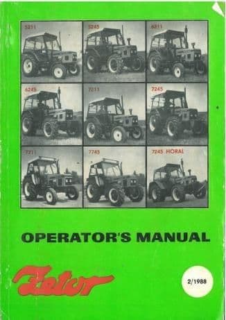 Zetor Tractor 5211 5245 6211 6245 7211 7245 7711 7745 7245 Operators Manual