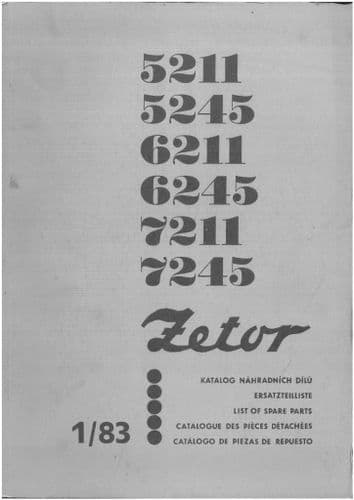 Zetor Tractor 5211 5245 6211 6245 7211 7245 Parts Manual
