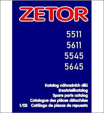 Zetor Tractor 5511 5611 5545 5645 Parts Manual