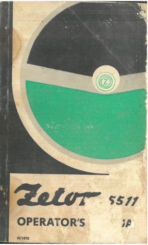 Zetor Tractor 5511 Operators Manual - ORIGINAL MANUAL