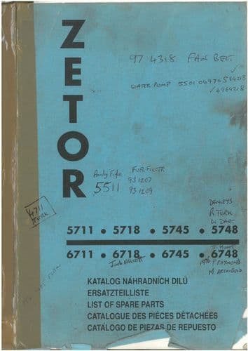 Zetor Tractor 5711 5718 5745 5748 6711 6718 6745 6748 Parts Manual