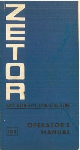 Zetor Tractor 5711 5718 5745 5748 6711 6718 Operators Manual - ORIGINAL