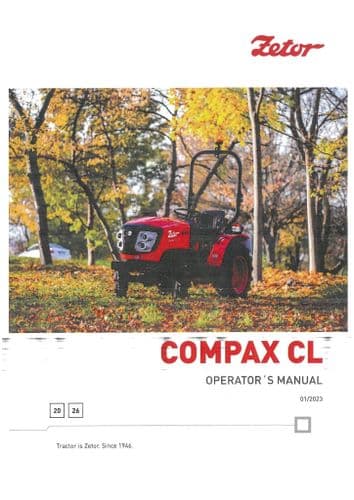 Zetor Tractor Compax CL 20 26 Operators Manual
