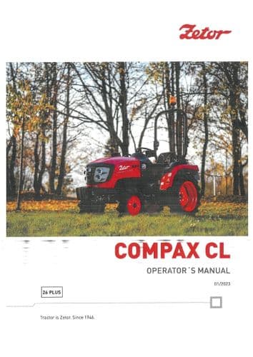 Zetor Tractor Compax CL 26 Plus Operators Manual