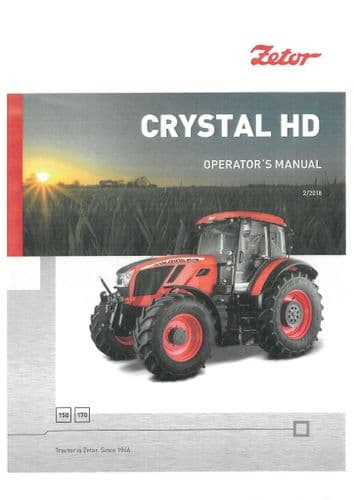 Zetor Tractor Crystal HD 150 170  - 2018 Operators Manual