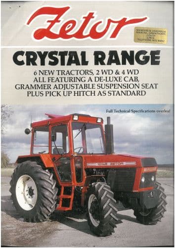 Zetor Tractor Crystal Range 8111 8145 10111 10145 12111 12145 Brochure -
