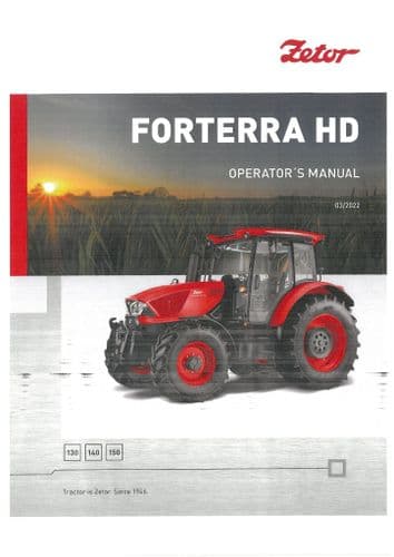 Zetor Tractor Forterra HD 130 140 150  - 2022 Operators Manual