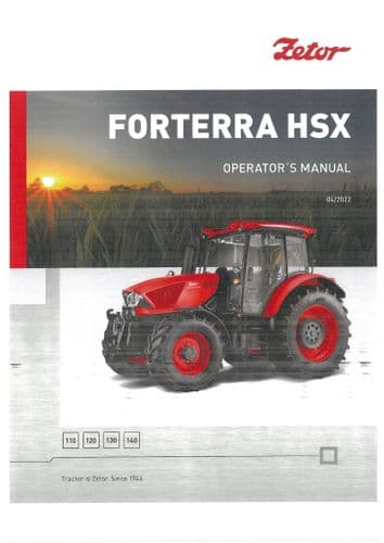 Zetor Tractor Forterra HSX 110 120 130 140 Operators Manual