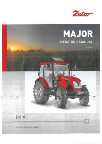 Zetor Tractor Major 60 80 - 2014 Operators Manual