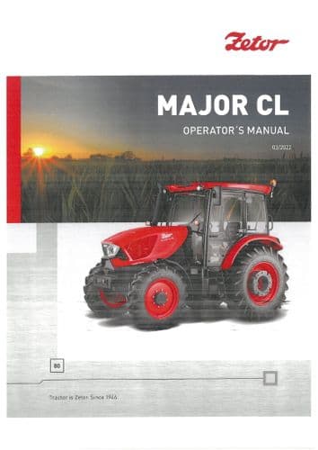 Zetor Tractor Major CL 80 - 2022  Operators Manual