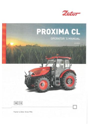 Zetor Tractor Proxima CL 100 110 Operators Manual
