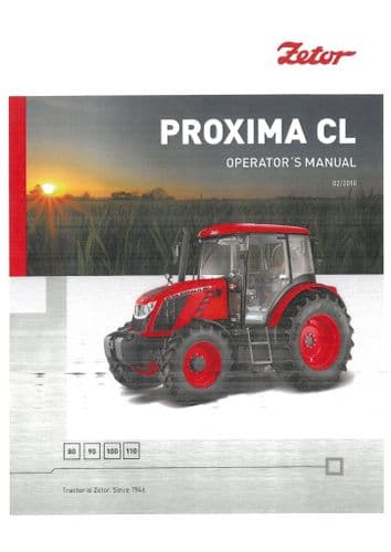 Zetor Tractor Proxima CL 100 - 2018 Operators Manual