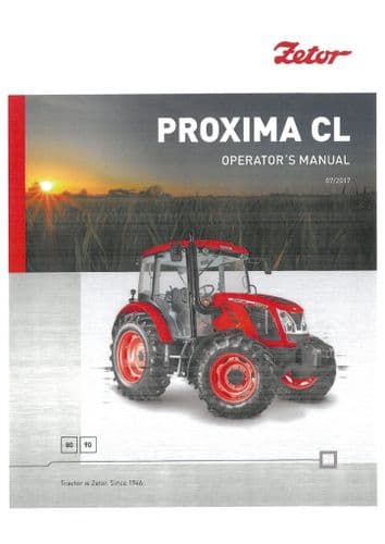 Zetor Tractor Proxima GP 80 90 - 2017 Operators Manual