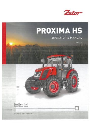 Zetor Tractor Proxima HS 100 110 120 - 2017 Operators Manual