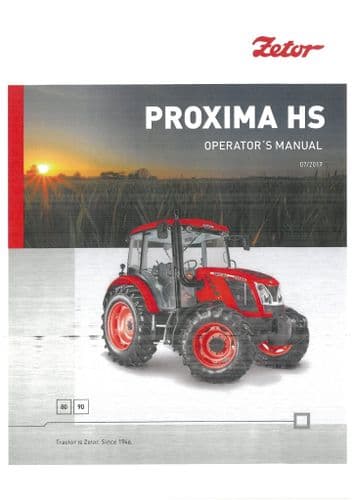 Zetor Tractor Proxima HS 80 90 - 2017 Operators Manual