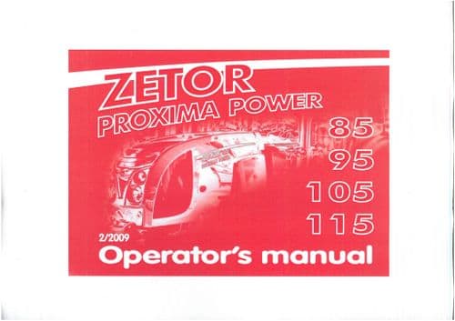 Zetor Tractor Proxima Power 85 95 105 115 Operators Manual (POLISH ONLY)