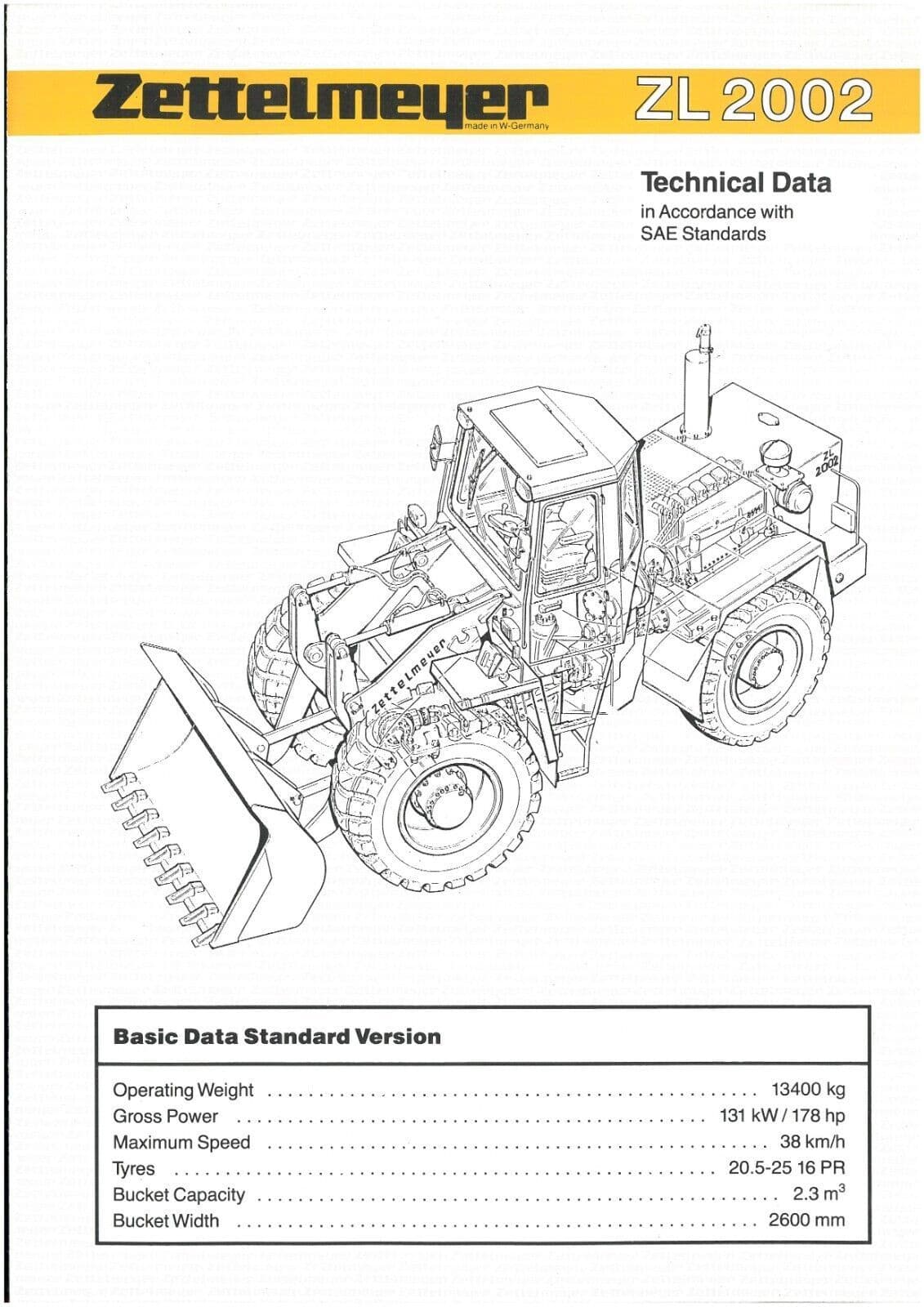 Zettelmeyer Wheel Loader ZL2002 Technical Data Brochure