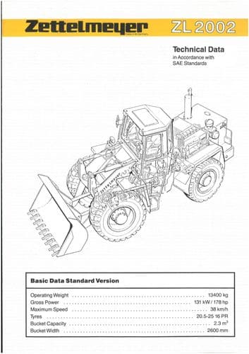 Zettelmeyer Wheel Loader ZL2002 Technical Data Brochure