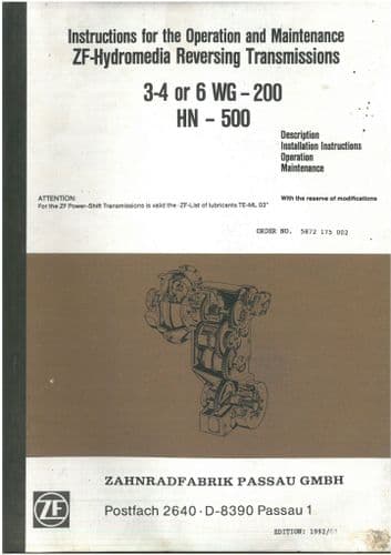 ZF - Hydromedia Reversing Transmission 3-4 or 6 WG-200 HN-500 Operation and Maintenance  Manual (1)