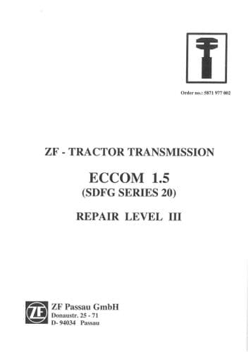 ZF - Tractor ECCOM 1.5 (SDFG Series 20) Transmission Workshop Service Manual