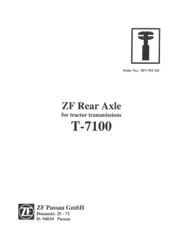 ZF - Tractor T-7100 Rear Axle Transmission  Workshop Service Manual