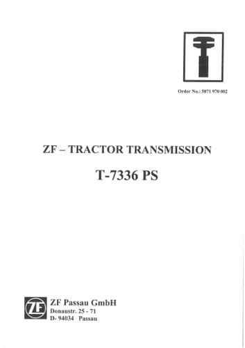 ZF - Tractor T-7336 PS Transmission Workshop Service Manual