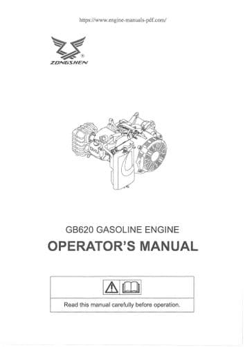 Zongshen Gasoline Engine GB620 Operators Manual