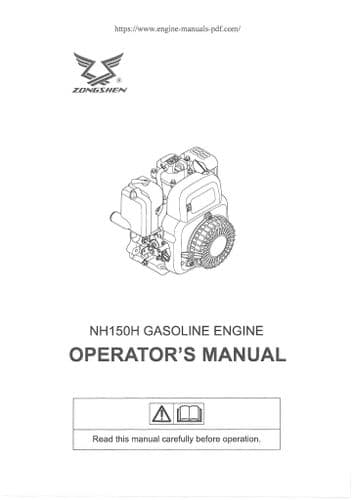Zongshen Gasoline Engine NH150H Operators Manual