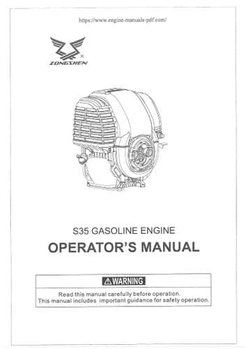 Zongshen Gasoline Engine S35 Operators Manual