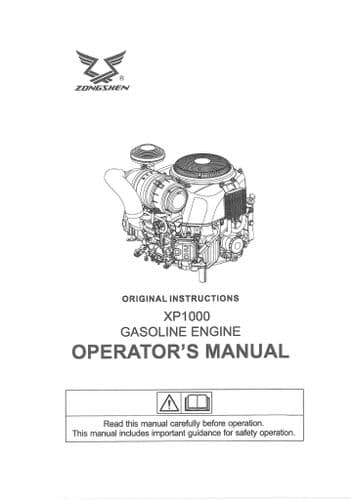 Zongshen Gasoline Engine XP1000 Operators Manual