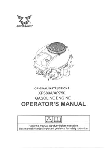 Zongshen Gasoline Engine XP680A XP750 Operators Manual