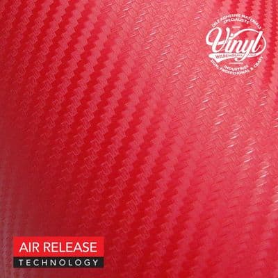 3D Red Carbon Fibre Vinyl wrap, (flexible with Air Release Adhesive)