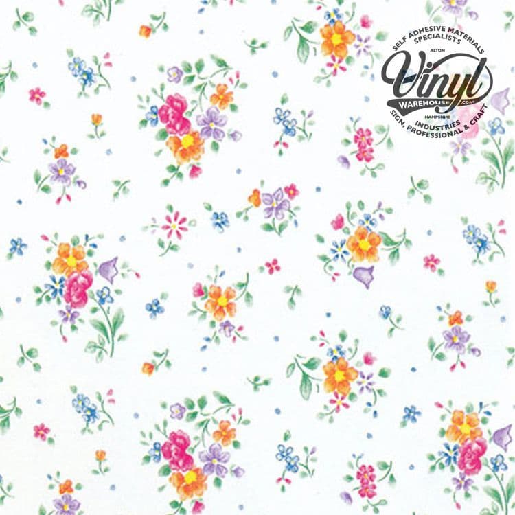 45cm Printed Flower Sticky Vinyl Fablon 200-2494 Cut to size from 1 to ...