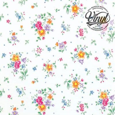 45cm Printed Flower Sticky Vinyl Fablon (200-2494) Cut to size from 1 to 15 metres