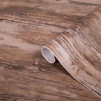 90cm Rustic Wood Sticky Back Vinyl (200-5424) Lengths from 1m to 15m