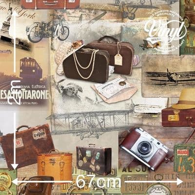 Antique Retro 'Dover' Print Sticky Vinyl (346-8129) 67cm x 2m