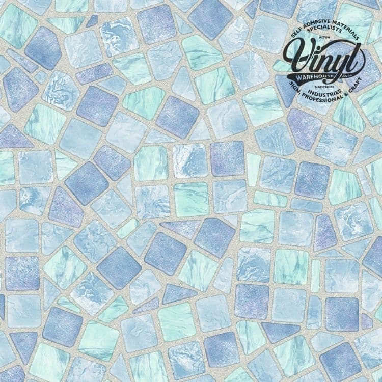 AWAITING STOCK 45cm x 2m Blue Mosaic Tile Sticky Back Sticky Back Vinyl ...