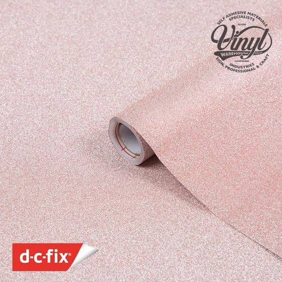 AWAITING STOCK: D-C-Fix Rose Pink Glitter Sticky Back Craft Vinyl (341-8013) 67cm x 2m