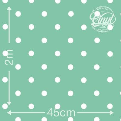 AWAITING STOCK: Mint Large Polkadot Sticky Vinyl Fablon (346-0648) 45cm x 2m