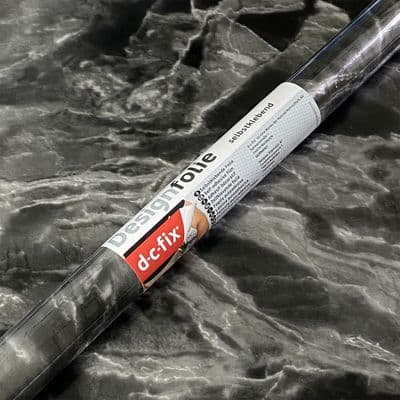 D-C-Fix Romeo Black Silver Marble Sticky Back Vinyl (346-0676) 45cm x 2m