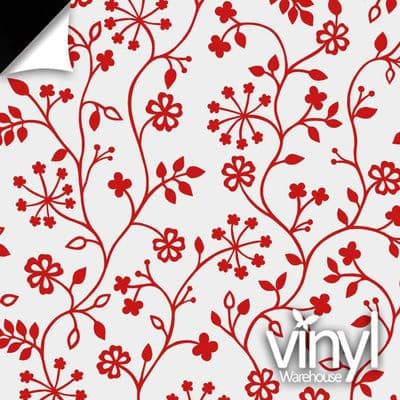 Floral Red Vine Static Decorative Window Film (338-5014) 90cm x 1.5m