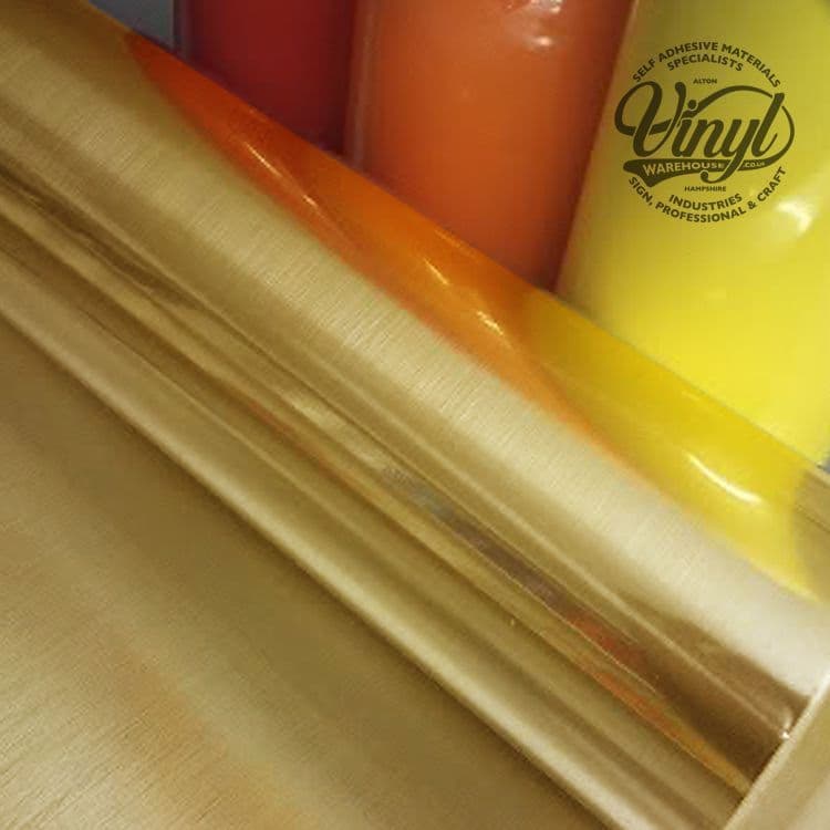 Gloss Brushed Gold Adhesive Vinyl 610mm & 1220mm wide